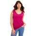 Plus Size Women's Tie-Sleeve Tank by June+Vie in Vivid Pink (Size 30/32)