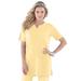 Plus Size Women's Notch-Neck Soft Knit Tunic by Roaman's in Banana (Size 3X) Short Sleeve T-Shirt