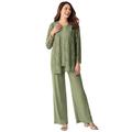 Plus Size Women's 3-piece Lace Jacket/Tank/Pant Set by Woman Within in Sage (Size 22 W)