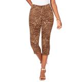 Plus Size Women's Invisible Stretch® Contour Capri Jean by Denim 24/7 by Roamans in Chocolate Flowy Animal (Size 42 W)