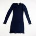Michael Kors Dresses | Michael Kors Sweater Waffle Knit Stretch Fray Edge Hem Pullover Mini Dress | Color: Blue | Size: S