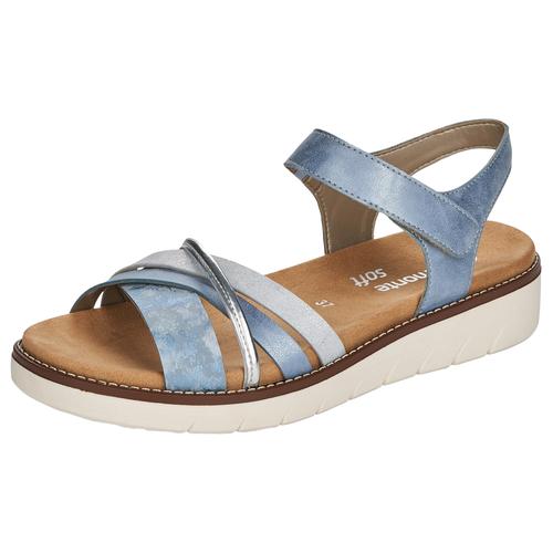 Riemchensandale REMONTE Gr. 37, blau (hellblau, silberfarben) Damen Schuhe Sommerschuh, Sandalette, Keilabsatz, mit herausnehmbarer Softeinlage Bestseller