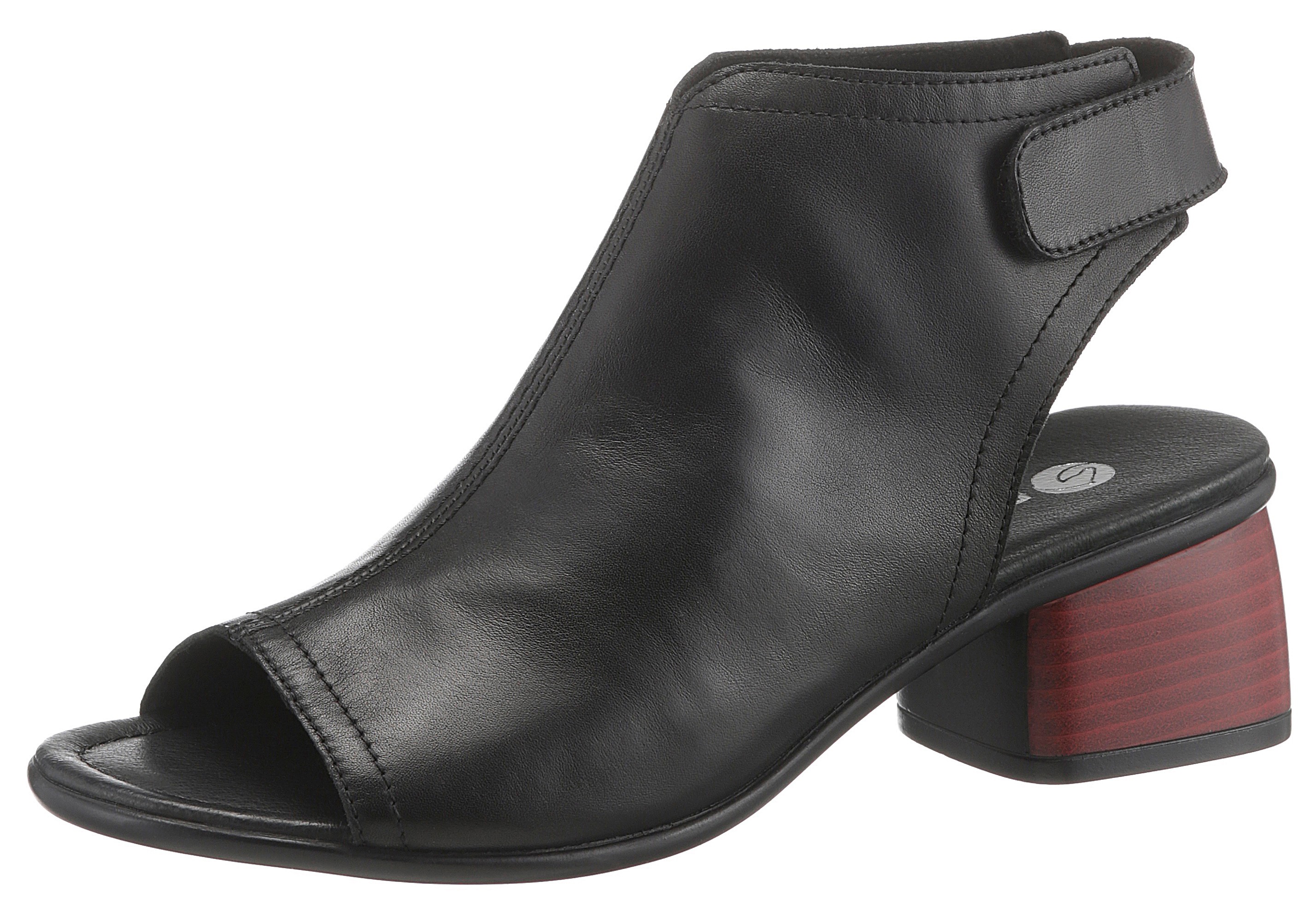 Sandalette REMONTE, Damen, Gr. 36, schwarz, Leder, unifarben, Elegant, Schuhe, Sommerschuh, Sandale, Blockabsatz, mit praktischem Klettverschluss