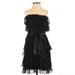 J. Crew Dresses | J. Crew | 100% Silk | Strapless Black Ruffle Tiered Mini Dress W/ Bow | 0 | Color: Black | Size: 0