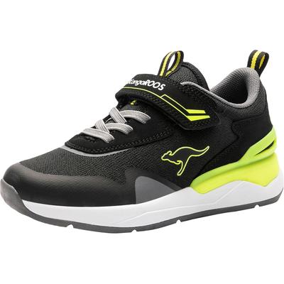 Sneaker KANGAROOS "KD-Gym EV", Gr. 30, schwarz (schwarz, gelb), Textil, Synthetik, sportlich, Schuhe, mit Klettverschluss Image
