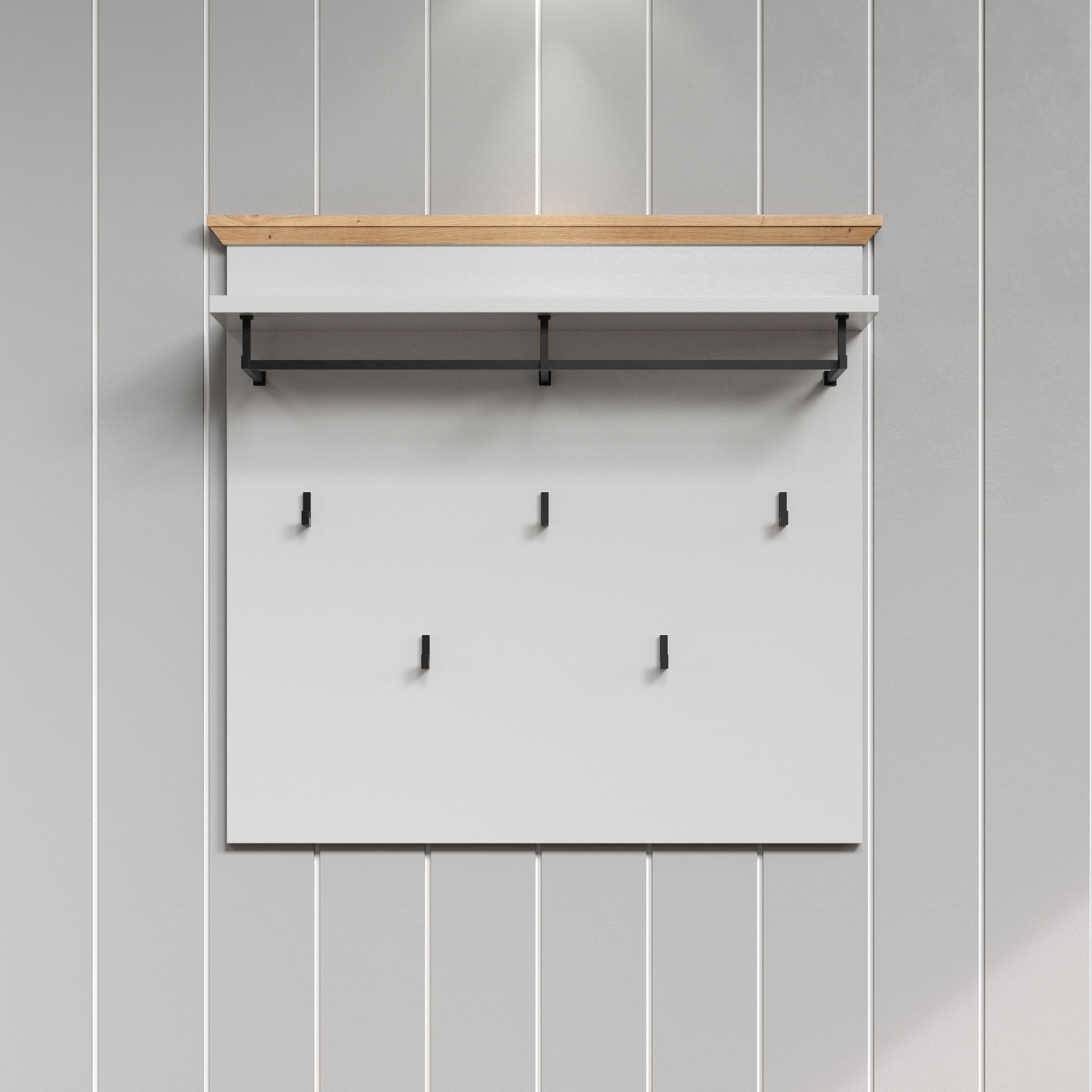 Garderobenpaneel HOME AFFAIRE "Herzwill", grau, B:91cm H:82cm T:27cm, FSC-zertifizierter Holzwerkstoff, Garderobenpaneele, Garderobenpaneel, Wandpaneel, Maße B/H/T ca.: 91/49/41 cm in hellgrau und Eiche NB