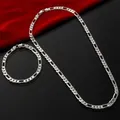 Bracelet et collier à breloques géométriques classiques 4mm en argent Sterling 925 ensemble de