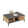 Cotecosy - Table basse avec rangement Ginny 60x90cm Anthracite et Chêne clair - Bois / Gris