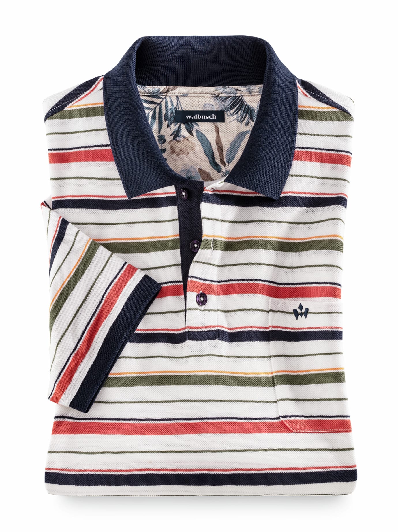 Walbusch Herren Pique Polo Beach Sorbets gestreift Weiß gestreift