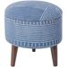 Foundry Select Accent Stool Wood/Upholstered/Cotton in Blue/Brown | 16 H x 16 W x 16 D in | Wayfair F877C4E7FF8F487185779B4745439405