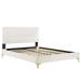 Yasmine Channel Tufted Performance Velvet Platform Bed by Modway Upholstered/Velvet in White | 36 H x 57.5 W x 81.5 D in | Wayfair MOD-6996-WHI