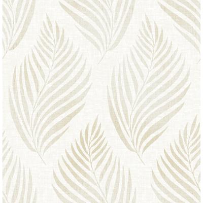 Phoenix, Beige Linen Leaf Wallpaper