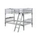 Alice Classic Twin Bunk Bed with Ladder, Guard Rail, Carved Legs, Gray