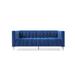 Modern Velvet 3 Seater Sofa Chesterfield Bench Couches, Luxurious Plush Lines Decorate Sofa Accent Sofa with Acrylic Leg