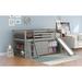 Gray Wood Twin Low Loft Bed with Attached Bookcases and Separate 3-tier Drawers, Convertible Ladder and Slide