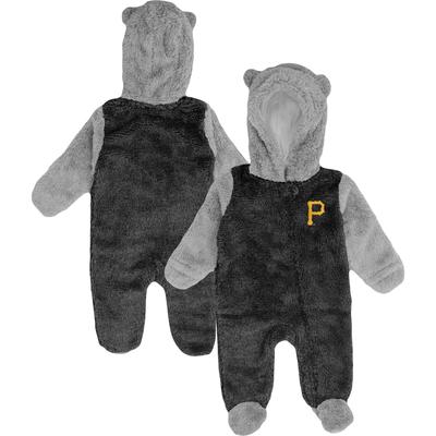 Neugeborene und Kleinkinder Schwarz/Grau Pittsburgh Pirates Game Nickerchen Teddyfleece Wimpelkette mit durchgehendem Reißverschluss Image