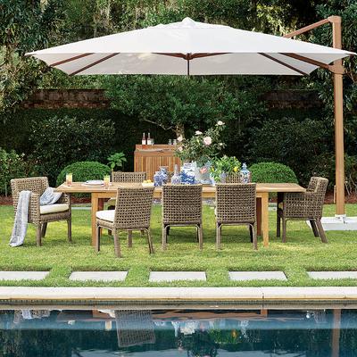 Altura Cantilever Umbrella with Base - 11-1/2' Square, Natural Canopy, Silver - Frontgate