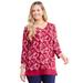 Plus Size Women's Liz&Me® Duet Top by Liz&Me in Classic Red Paisley (Size 0X)