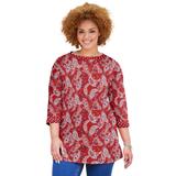 Plus Size Women's Liz&Me® Boatneck Top by Liz&Me in Classic Red Paisley (Size 3X)