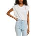 Free People Tops | Free People Nwt Go To Graphic Bodysuit Short Open Sleeves Rose White Xs New | Color: Red/White | Size: Xs