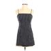 Kendall & Kylie Casual Dress - Party Square Sleeveless: Gray Stripes Dresses - Women's Size X-Small