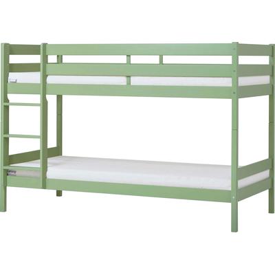 Etagenbett HOPPEKIDS "ECO Comfort Kinderbett 90x200 oder 70x160 aus Massivholz in 4 Farben", grün (grün, grün), B:101cm H:140cm L:206cm, Etagenbetten, TÜV, FSC und Nordisches Umweltzeichen – wahlweise mit Matratzen Image
