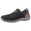 Slipper RIEKER, Herren, Gr. 45, bunt (navy braun), Textil, Lederimitat, Schuhe, Halbschuh, Freizeitschuh, Schlupfschuh mit luftigem Mesh