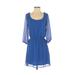 Gabriella Rocha Casual Dress - A-Line: Blue Solid Dresses - Women's Size X-Small