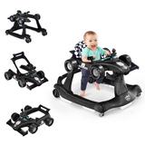 Costway 4-in-1 Foldable Activity Push Walker with Adjustable Height-Black