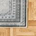 Gray/White 60 x 24 x 1.18 in Area Rug - Bungalow Rose Ethnic Decorative Rug, Geometric Vintage Bohemian Design Of Floral Ornaments In Cold Dusty Tones | Wayfair