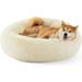 Nisrada Calming Donut Dog Bed Anti-Anxiety Self Warming Cozy Soft Plush Round Pet Bed Ideal for Both Home & Travel 27 L x 27 W x 8 H