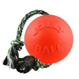Jolly Pets Romp-n-Roll Rope and Ball Dog Toy 4.5 Inches/Small Orange