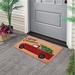 The Holiday Aisle® Hauraa Merry Christmas Coir mat 28 in. x 18 in. Anti Slip Merry Christmas Front Doormat for Indoor Outdoor Coir | Wayfair