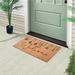 The Holiday Aisle® Hannahrose Welcome Natural Coir Doormat Printed 28 in. x 18 in. Indoor & Outdoor Non Slip Front Doormat Coir in Brown | Wayfair