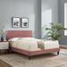 Leah Chevron Tufted Performance Platform Bed by Modway Wood & /Upholstered/Velvet/Polyester in Pink | 34.5 H x 41.5 W x 77.5 D in | Wayfair