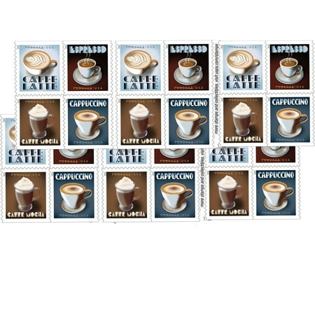 Espresso Drinks First Class USPS Forever Postage Stamps 2 Books of 20 Coffee Caffe Latte Cappuccino Birthday Anniversary Wedding Celebrate (40 Stamps)