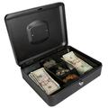 winbest Large Durable Steel Lock Cash Box with Removable Money Bill Coin Tray