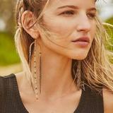 Free People Jewelry | Free People Zepplin Dangles Earrings - Gold Turquoise | Color: Gold/Green | Size: Os