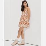 American Eagle Outfitters Dresses | American Eagle Aeo Babydoll Floral Embroidered Tiered Sleeveless Dress Size Xl | Color: Cream/Red | Size: Xl