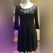 Free People Dresses | Free People Black Lace 3/4 Sleeve Dress Size S | Color: Black | Size: S