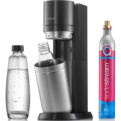 Wassersprudler SODASTREAM "DUO" schwarz Sodastream CO2-Zylinder, 1L Glasflasche, spülmaschinenfeste Kunststoff-Flasche