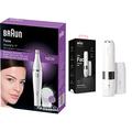 Braun FaceSpa Gesichtsepilierer Damen, weiß/silber & Face Mini-Haarentferner, elektrischer Gesichtshaarentferner für Damen, kleiner Rasierer, Oberlippe, Kinn und Wangen, FS1000, weiß