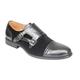 Xposed Mens Suede & Leather Lined Monk Strap Shoes Classic Double Buckle Slip on Brogues Black