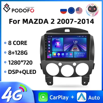PodoNuremberg-Autoradio stéréo pour MAZDA 2 (2007-2014) Android navigation GPS 4G FM 8 cœurs