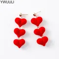 YWUcorde I-Boucles d'oreilles coeur en velours pour femmes boucles d'oreilles pendantes bijoux