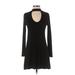 Express Casual Dress - A-Line Mock Long sleeves: Black Solid Dresses - Women's Size X-Small