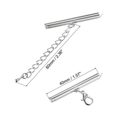 10 Sets Slide on End Clasps with Lobster Claw Clasps & Extension Chain