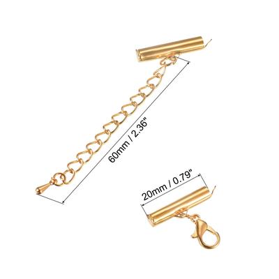 10 Sets Slide on End Clasps with Lobster Claw Clasps & Extension Chain