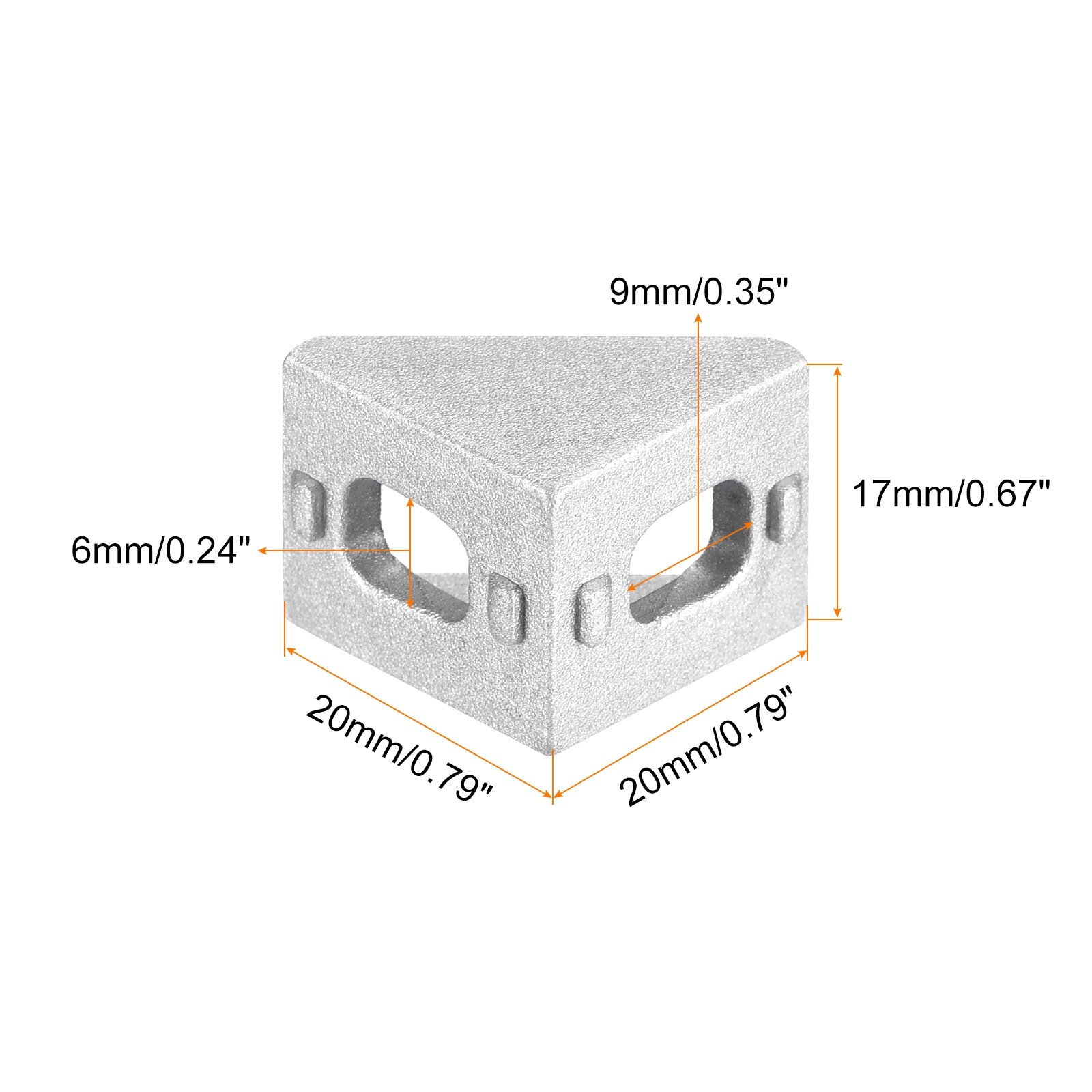 16Pcs Inside Corner Bracket Gusset 35x35x29mm 3030 Angle Connectors Silver