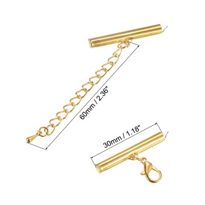 10 Sets Slide on End Clasps with Lobster Claw Clasps & Extension Chain